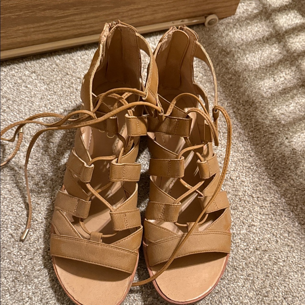 Franco Sarto Brown Lace-Up Sandals